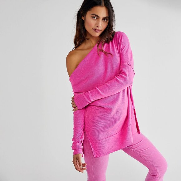 Free People We The Free Get Together Long Sleeve in Dancing Queen Pink - sz M - Picture 1 of 3